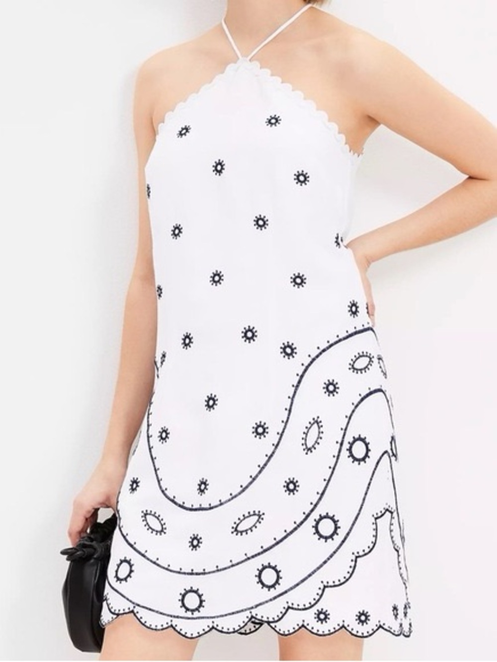 Loft Embroidered Linen Blend Mini Dress